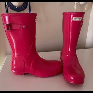 Hunter Short Glossy Bright Pink Boots 8